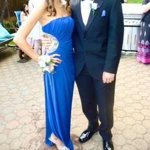 BCBG Maxazaria royal blue dress with cut out